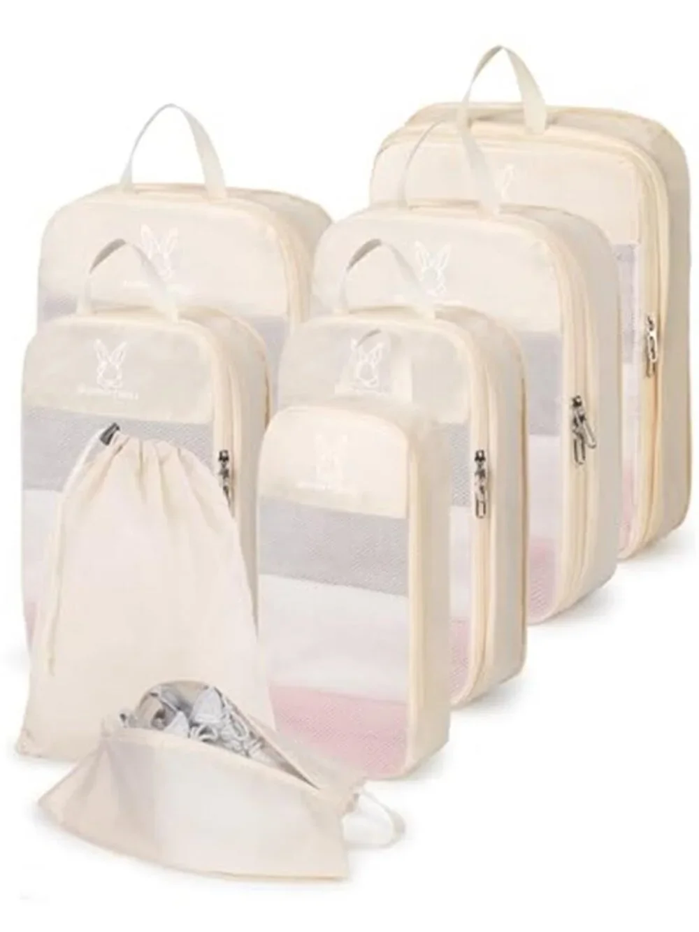 Compression Packing Cubes Expandable Travel Organizer Luggage Storage Set 6Pc